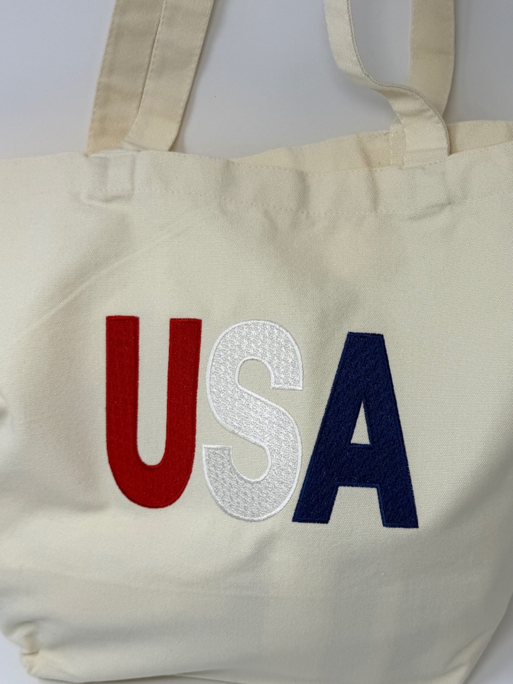 Patriotic Americana Embroidered canvas tote bag